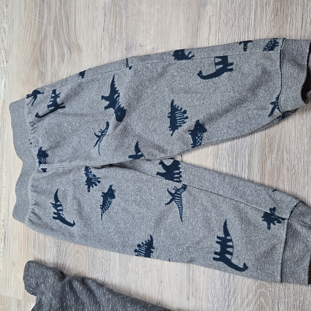 Just One You 3T Fleece Dinosaur Outfit Pants Vest Shiry Gray Navy - Picture 4 of 8